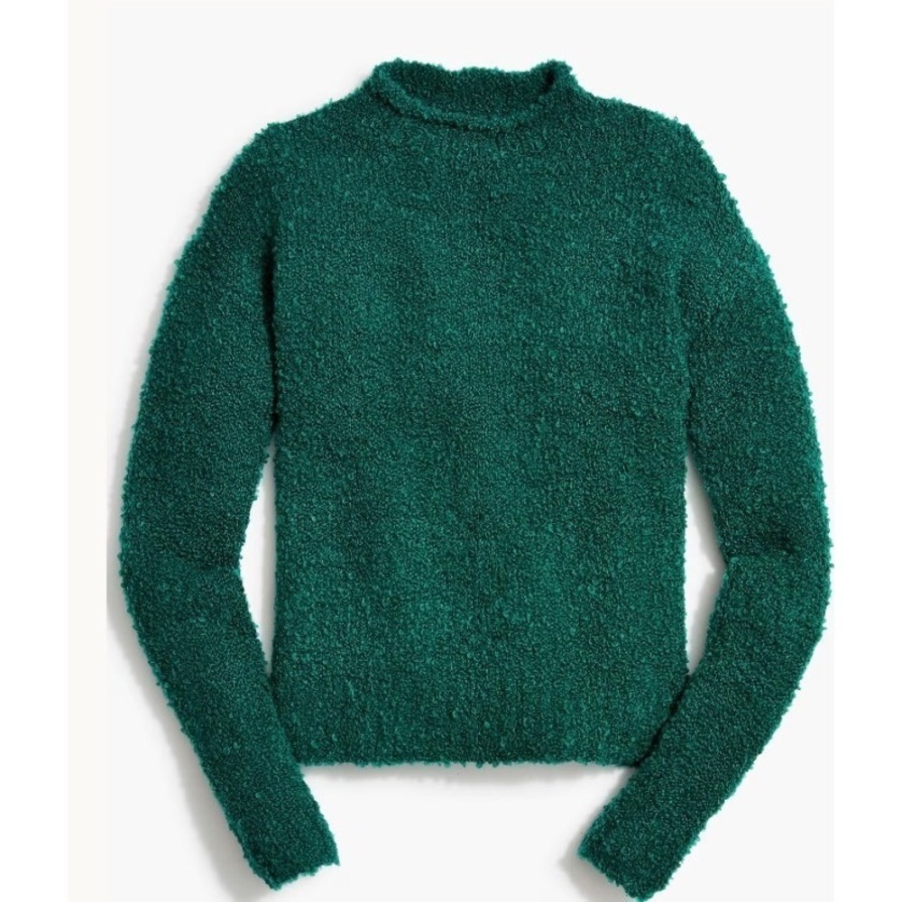 J.Crew Boucle Mockneck Sweater Autumn Pine Green Wool Alpaca Blend BL773 XS